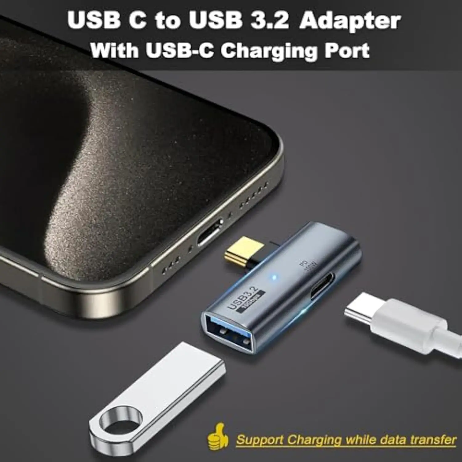 Hub USB-C 2 en 1 PD 100W Carga Rápida OTG - imagen 4