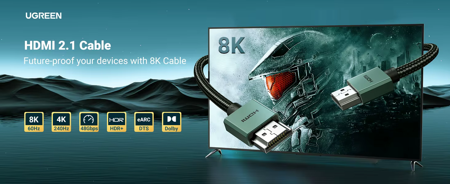 Cable HDMI UGREEN 8K con conectores chapados en oro