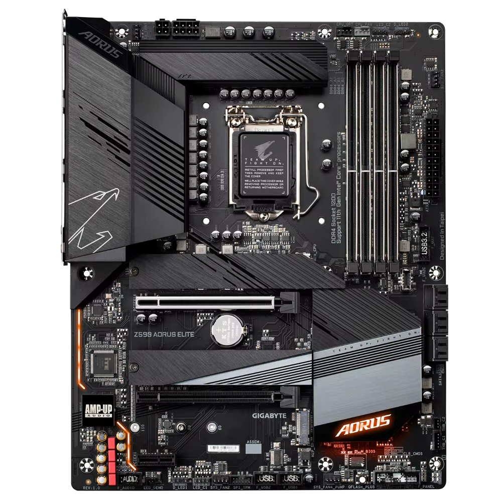 Vista general de la placa base GIGABYTE Z590 AORUS ELITE