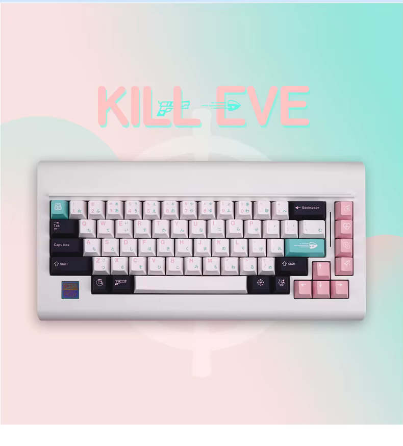 Primer plano de teclas Cherry GMK Kill Eve