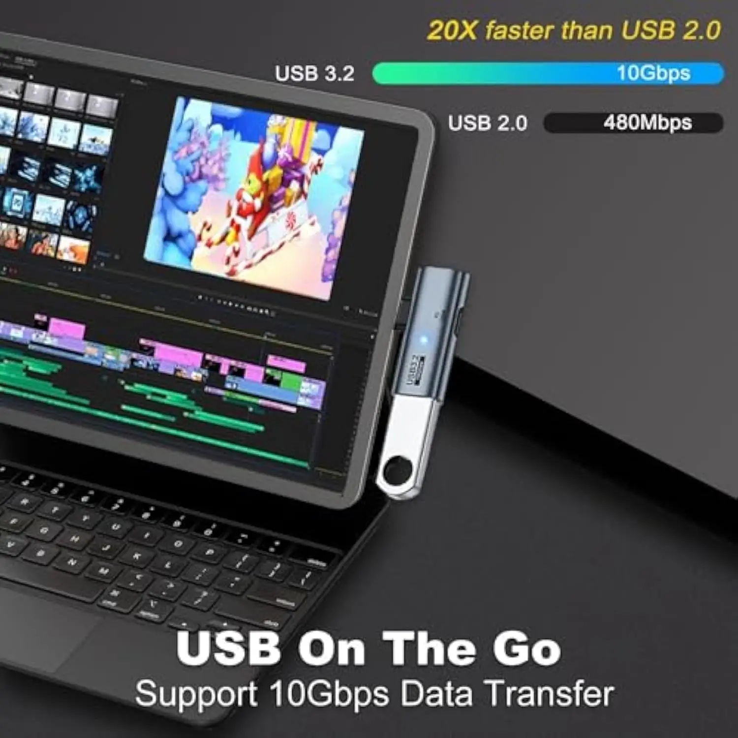 Hub USB-C 2 en 1 PD 100W Carga Rápida OTG - imagen 2