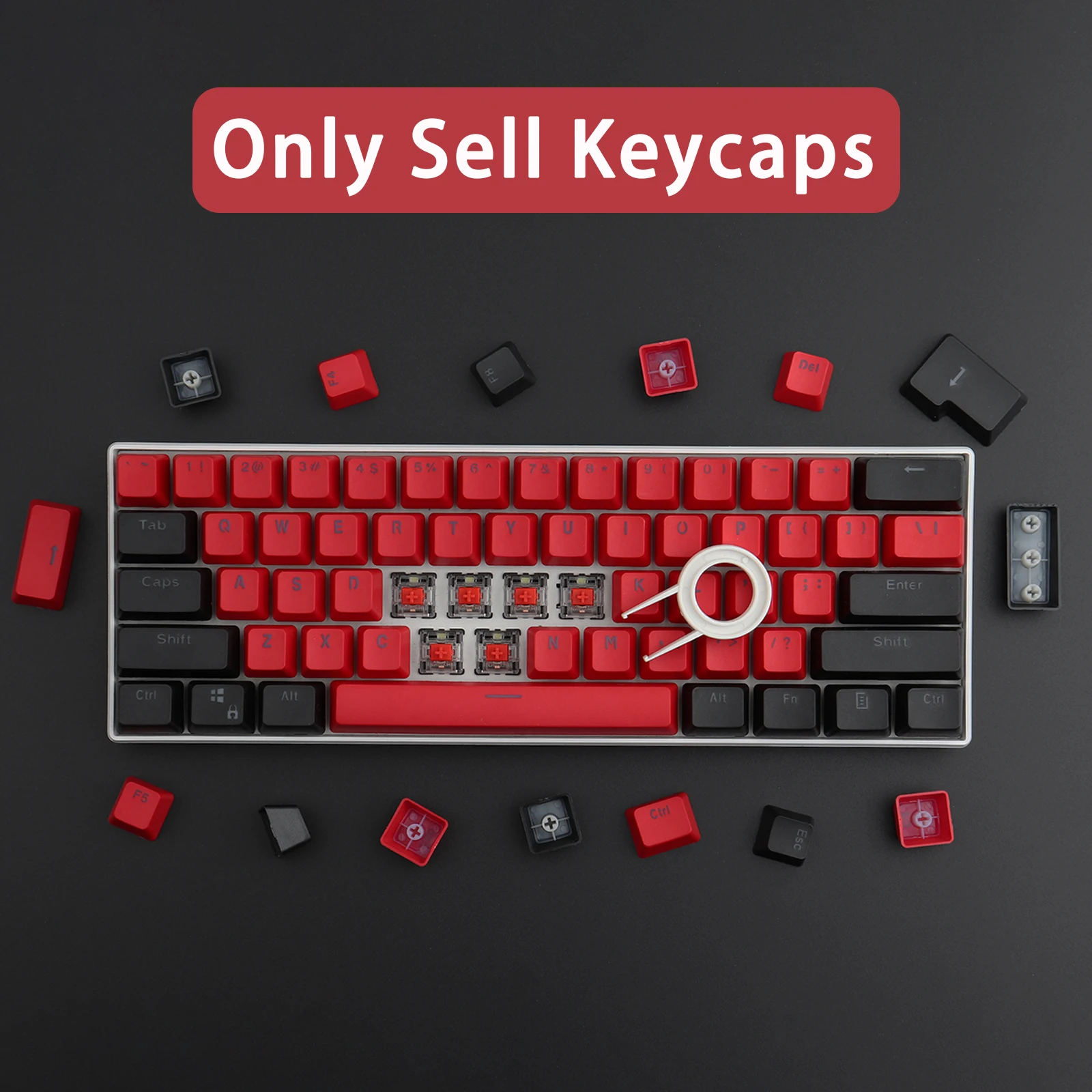 Teclas PBT Retroiluminadas Negro/Rojo para RK 61/87/104 OEM - imagen 5