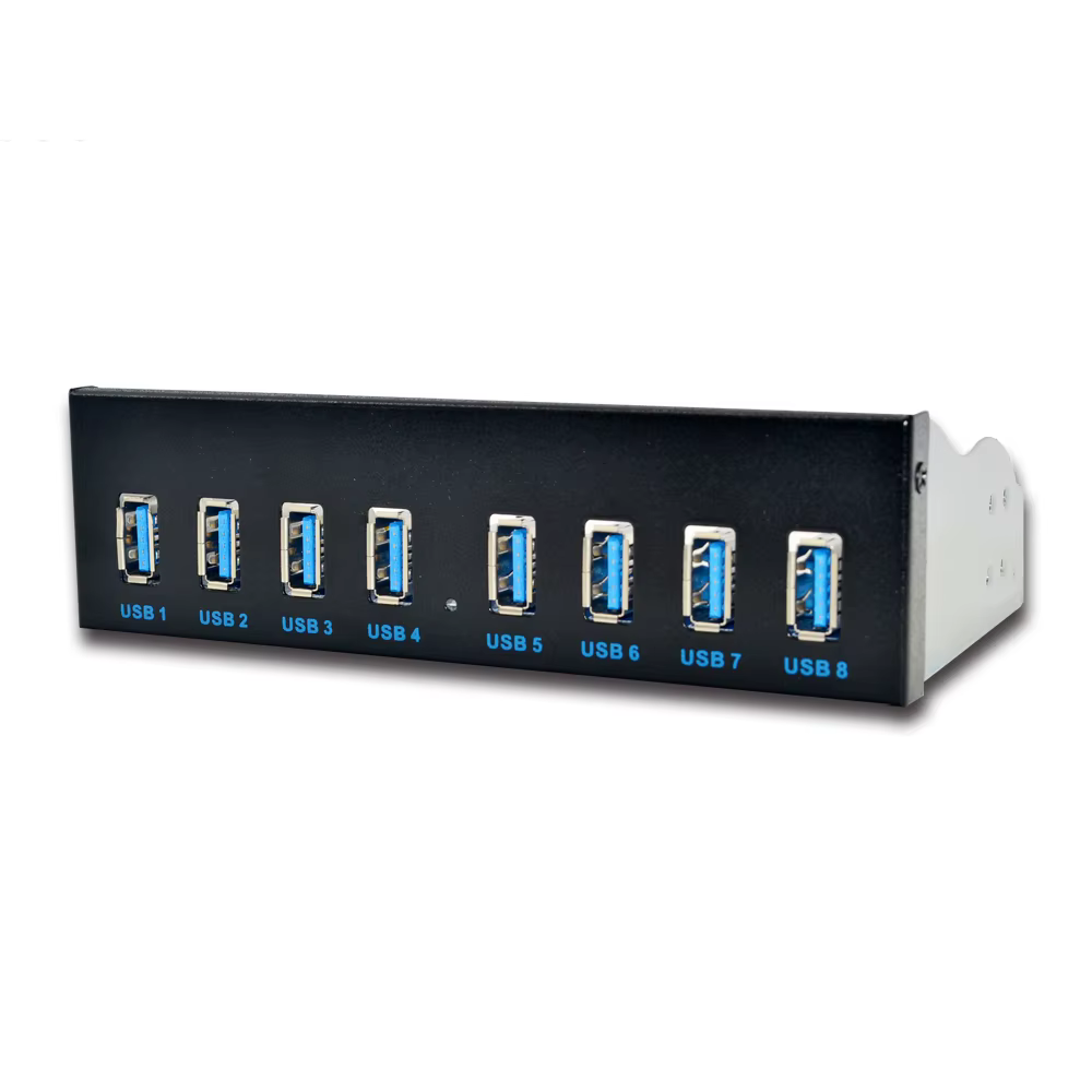 Panel frontal del hub USB con 8 puertos