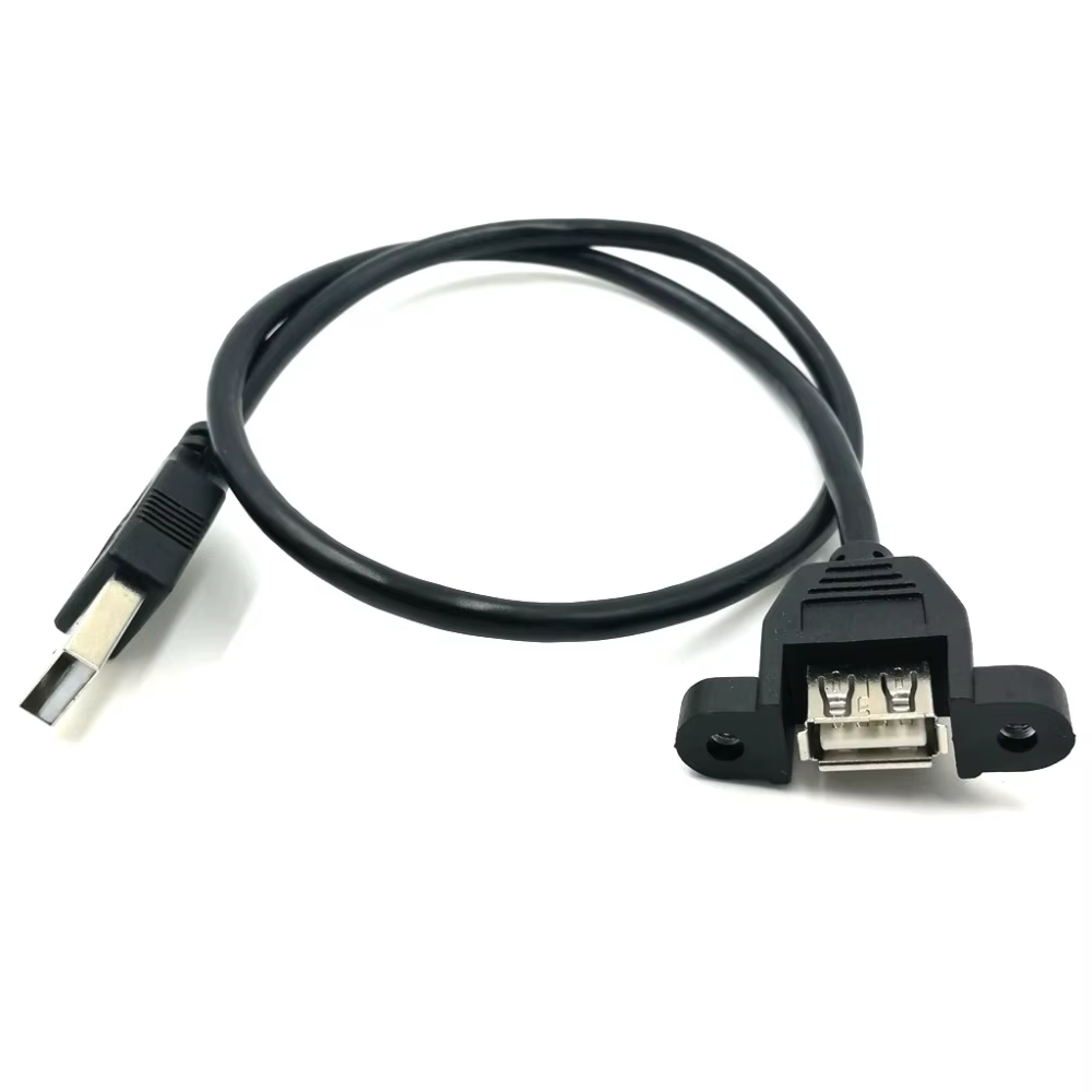 Detalle del conector USB hembra con marco de montaje