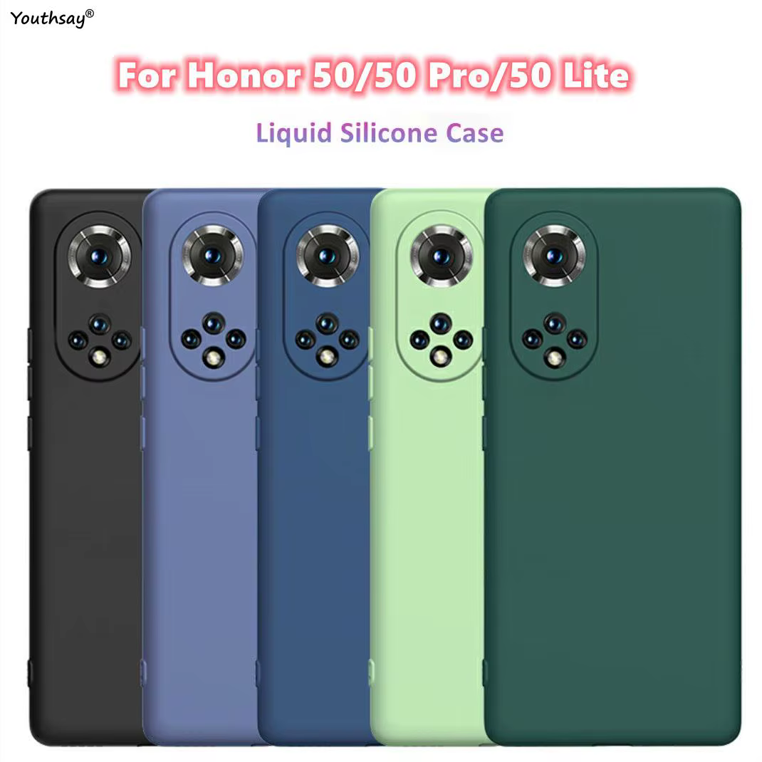 Vista frontal de la funda de silicona líquida para Honor 50
