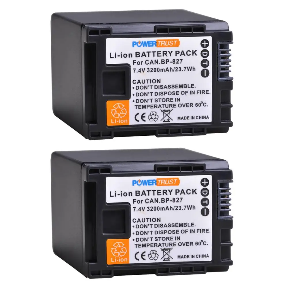 PowerTrust-Batería de 3200mAh BP-827 BP 827 para Canon XA10 HG20 HG21 LEGRIA HF M300 M306 M400 M406 G10 G25 S100 S200 S21 M32 HFG20 - imagen 5