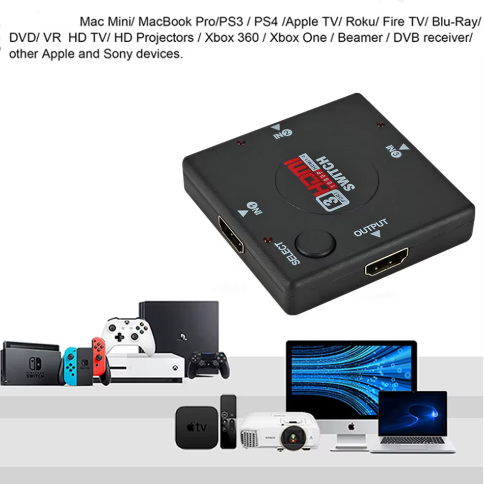 Conmutador HDMI 3 en 1 - vista frontal
