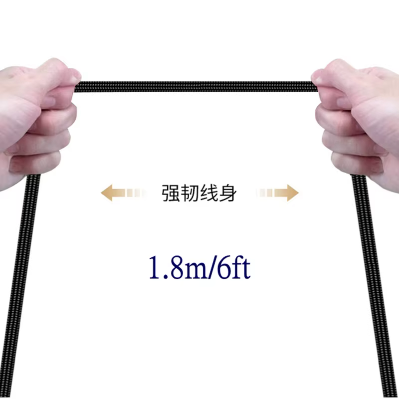 Detalle del punto de conexión entre el cable y el adaptador de corriente