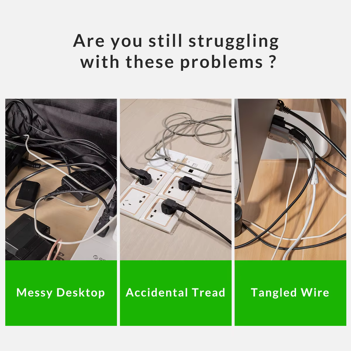 Organizador de cables de silicona Orico en un escritorio
