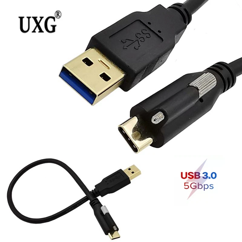 Cable USB con bloqueo de tornillo vista frontal