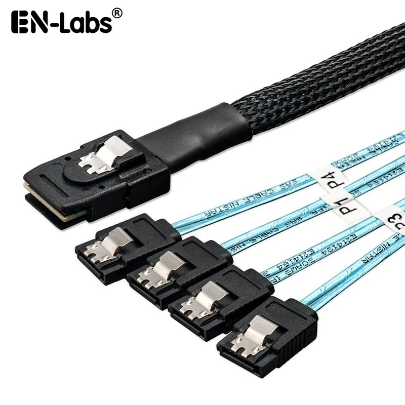 Vista frontal del adaptador MiniSAS a SATA