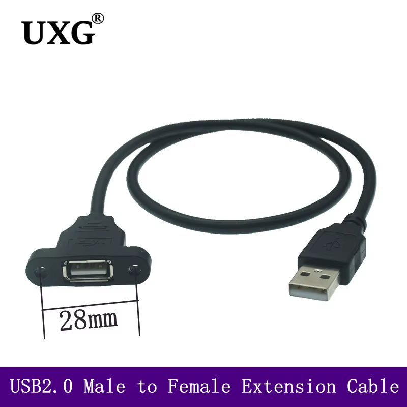 Cable USB macho a hembra con montaje en panel