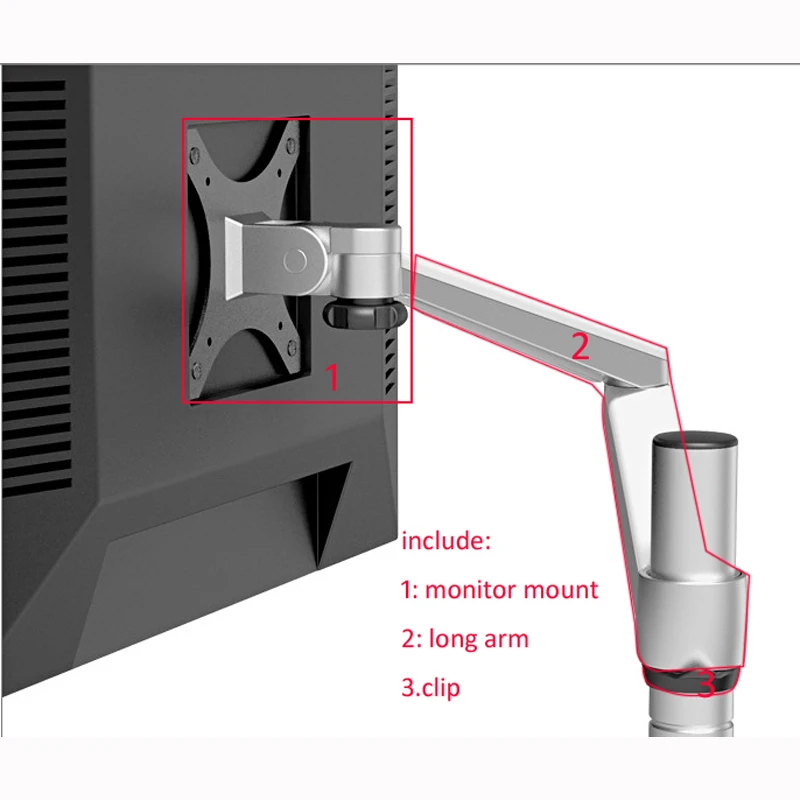 Brazo Monitor Doble Plegable Aluminio Ajustable Extensión Larga - imagen 3