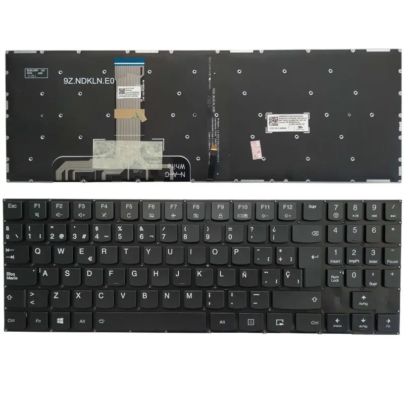 Teclado retroiluminado mostrando distribución española