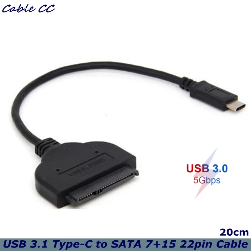 Cable USB‑C a SATA conectado a un disco duro externo