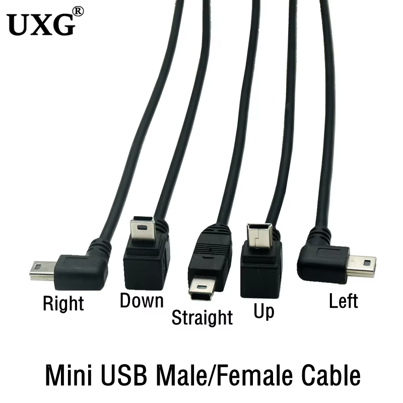 Conector macho Mini USB B a 90 grados