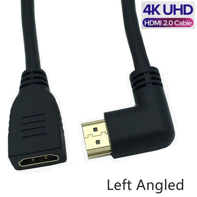 Conector HDMI macho en ángulo recto con chapado en oro