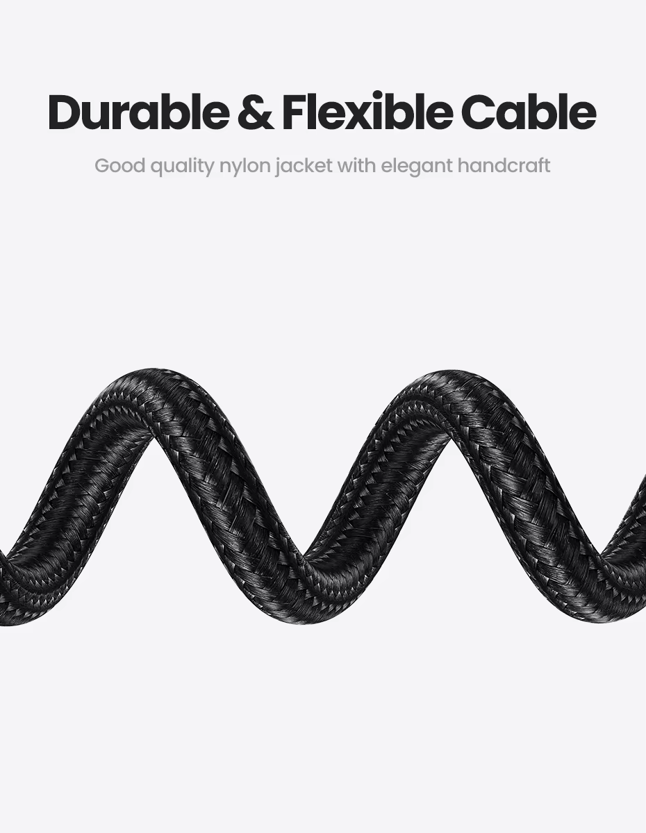 Cable duradero con malla de nailon trenzado