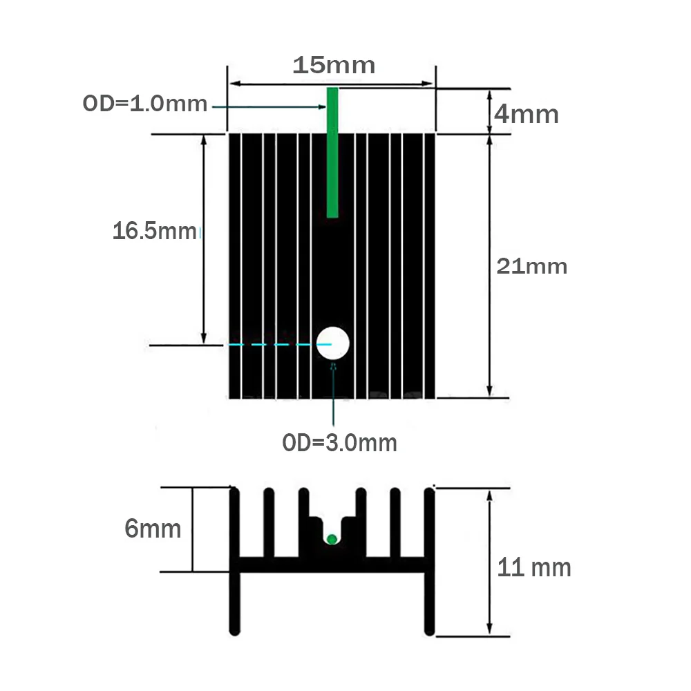 Disipador Térmico TO220 - Aluminum Negro para MOS 7805 - imagen 4