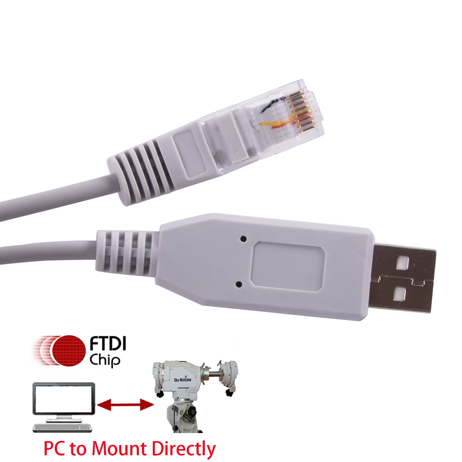 Vista frontal del cable para montaje Skywatcher