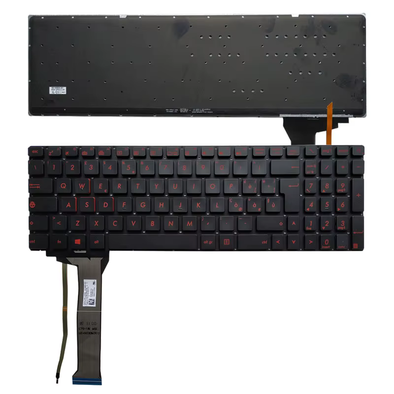 Vista inferior del teclado con conectores