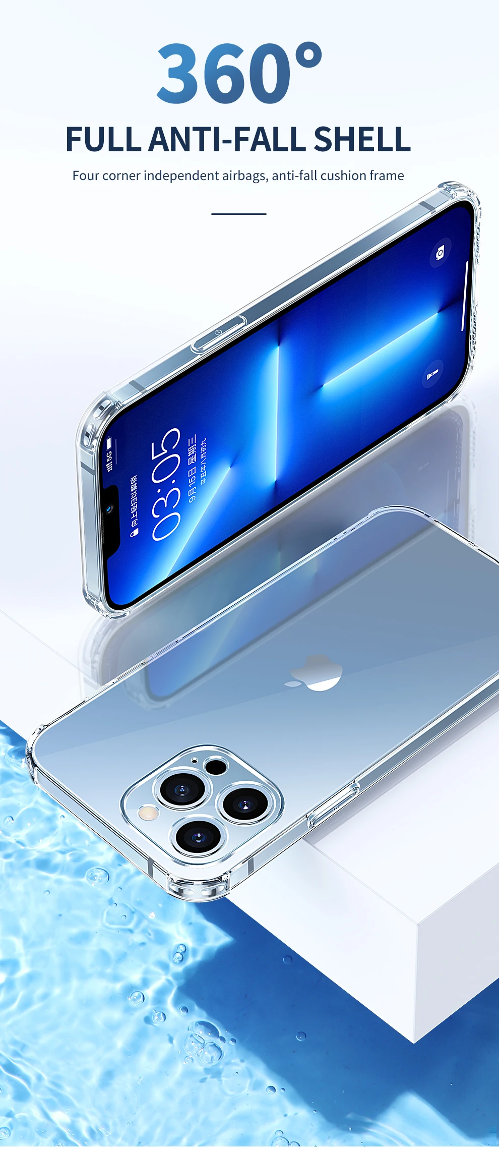Funda transparente con protección de cámara elev ada