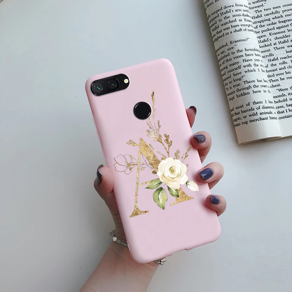 Funda de silicona con diseño de letras para Xiaomi Mi 8 Lite