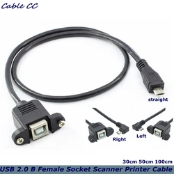 Cable USB 2.0 USB-B hembra a Micro-USB-B macho acodado para panel