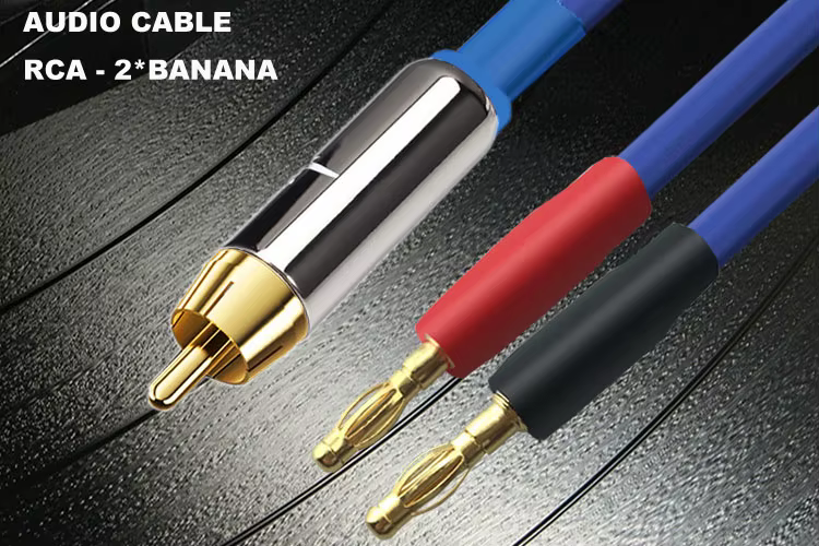 Cable de altavoz con conectores banana dorados