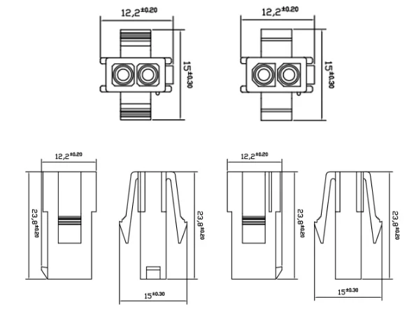 Detalle de los terminales crimpados y listos para insertar