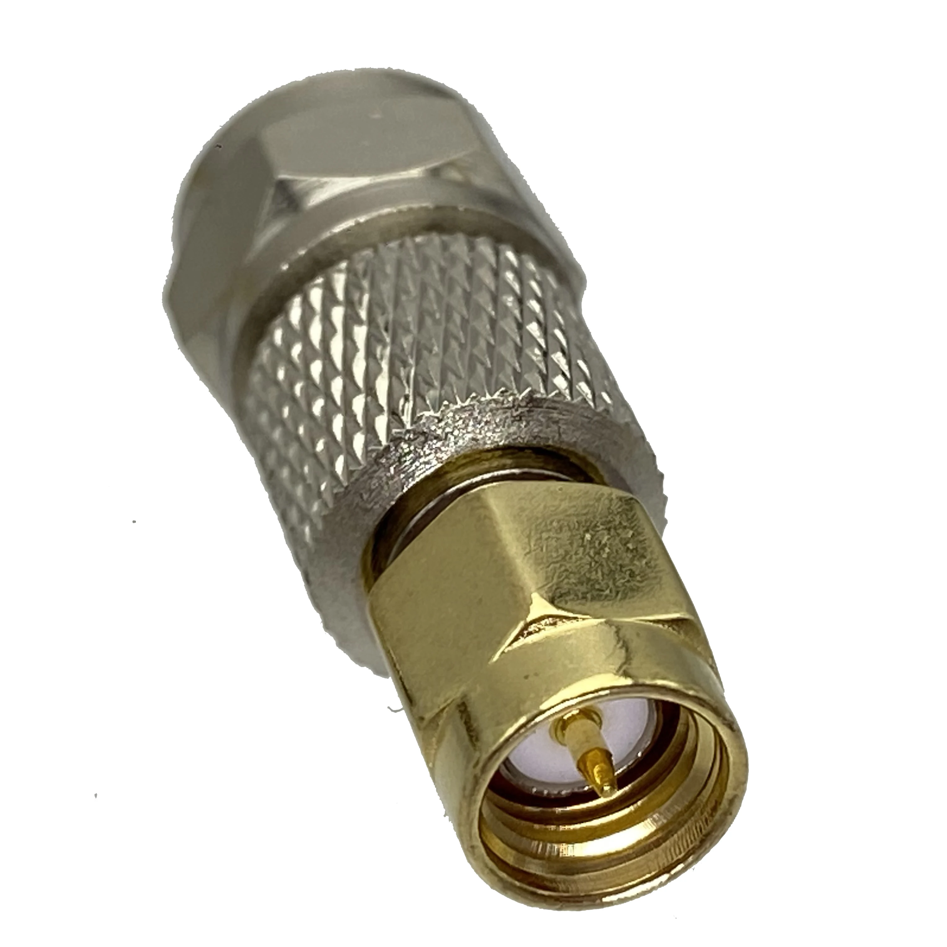 Conector RF coaxial de alta calidad con acabado niquelado