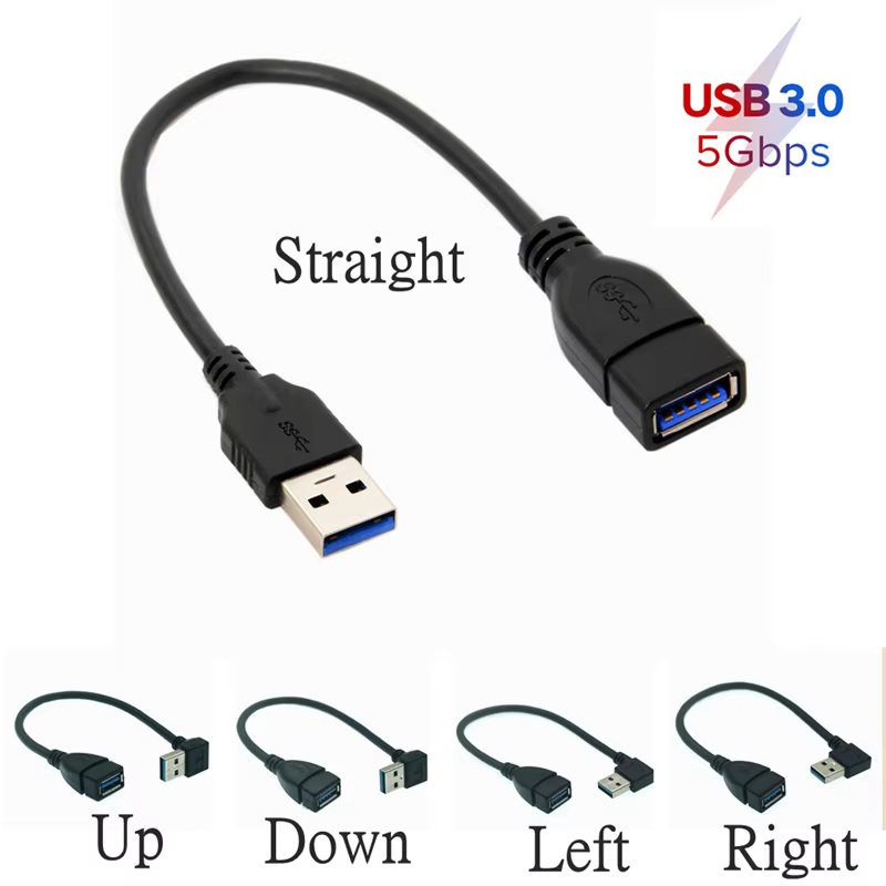 Cable USB 3.0 UXG con ángulo recto en escritorio