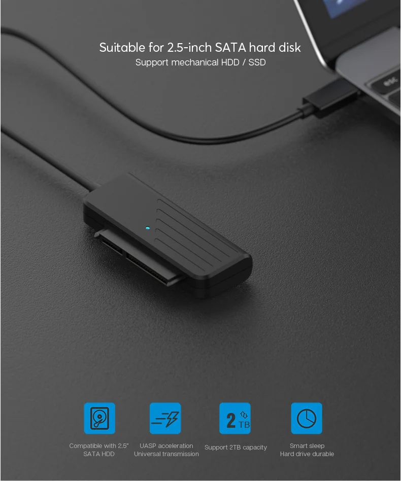 Adaptador UTHAI T35 visto de frente con cable USB-C