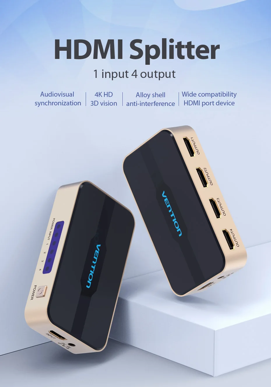 Divisor HDMI Vention con cuatro puertos de salida