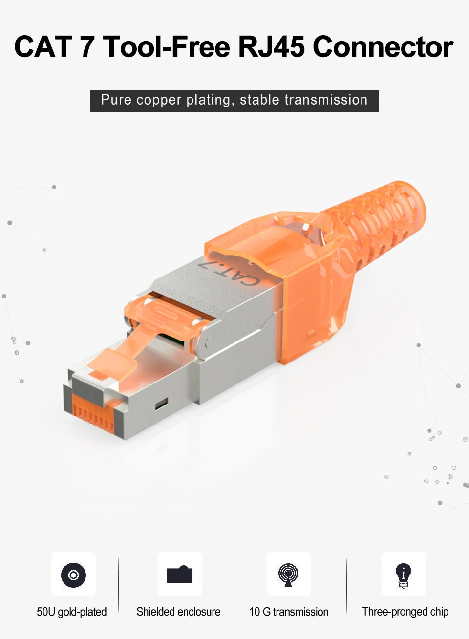Conector RJ45 blindado vista frontal