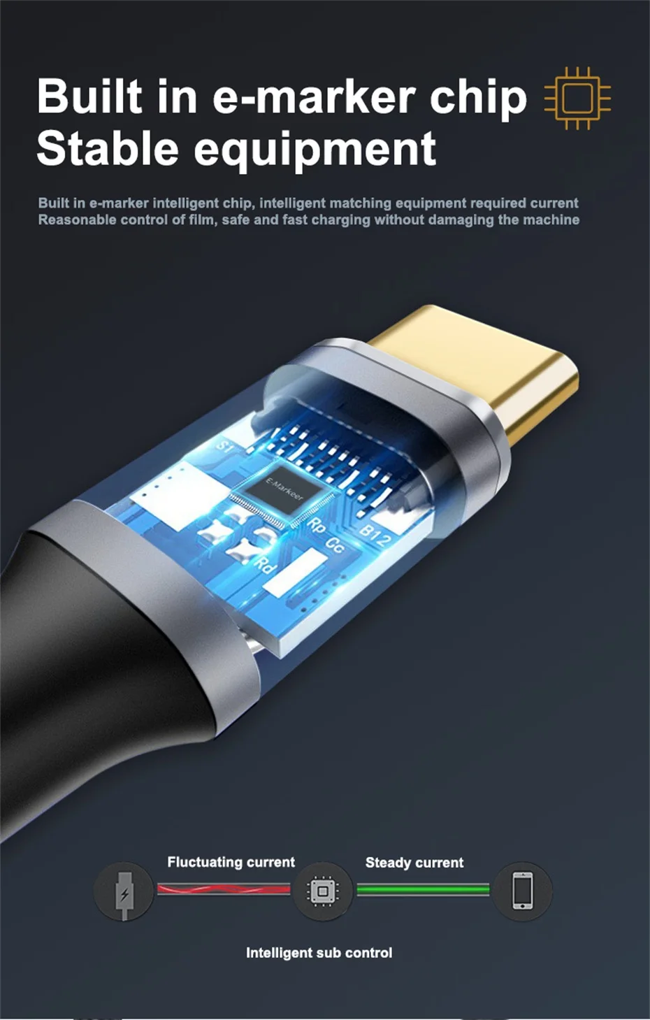 Cable de extensión USB-C en color gris con conectores tipo C