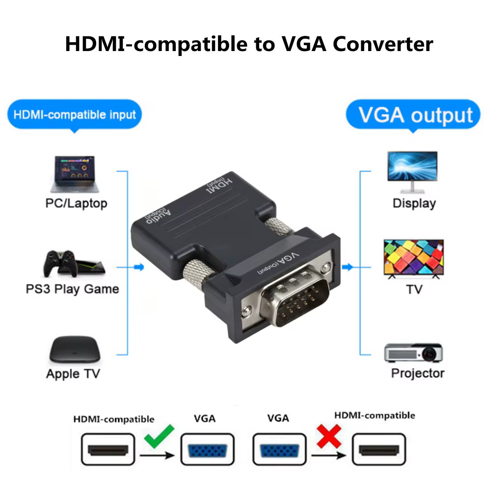 Conexión del adaptador a un portátil y un monitor VGA