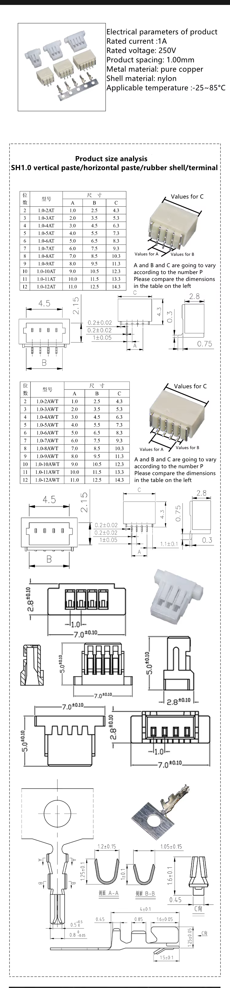 Conector JST SH1.0 - montaje final