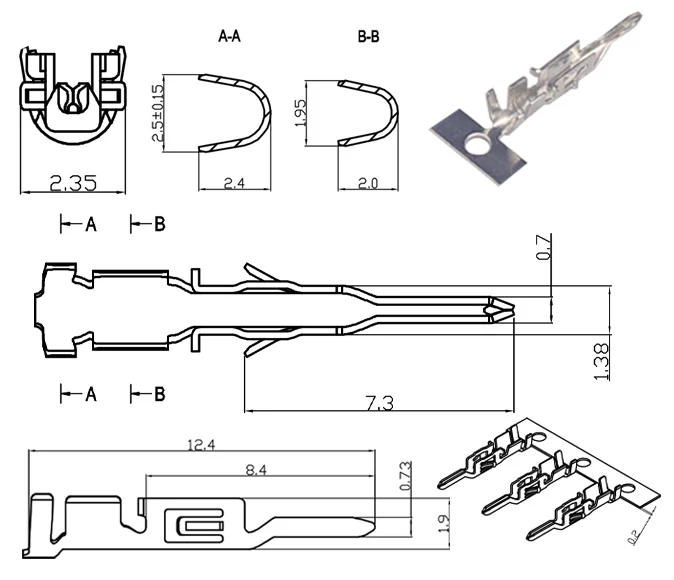 Terminales Micro-Fit MX3.0 hembra y macho en strip