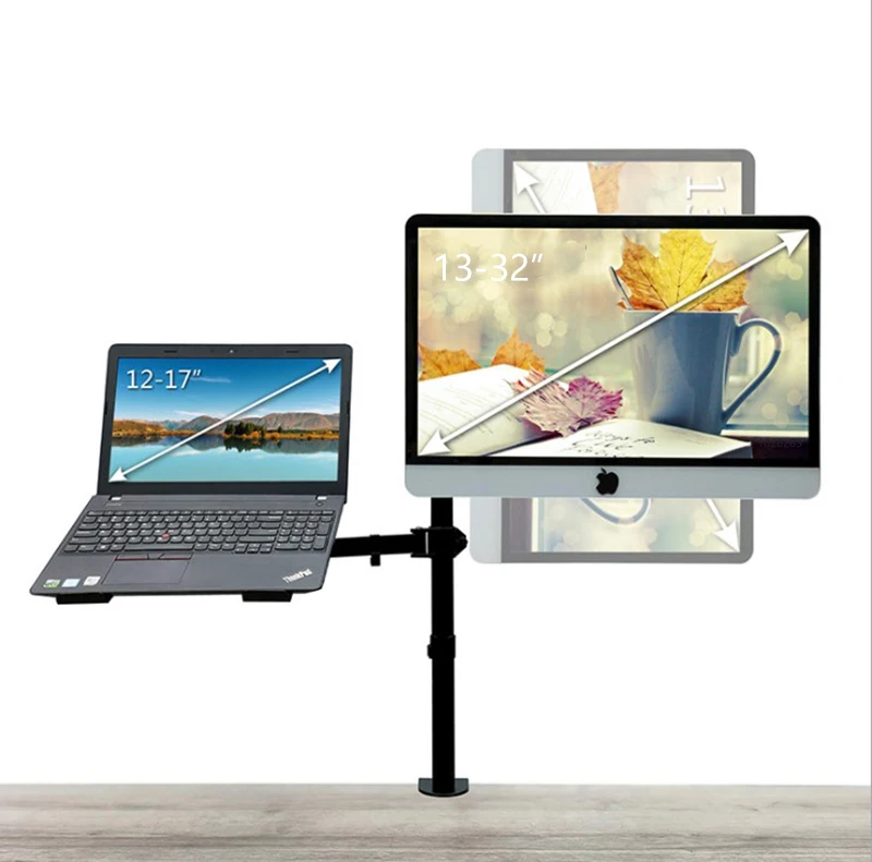 Brazo Monitor Dual con Bandeja Portátil - Altura Ajustable - imagen 5