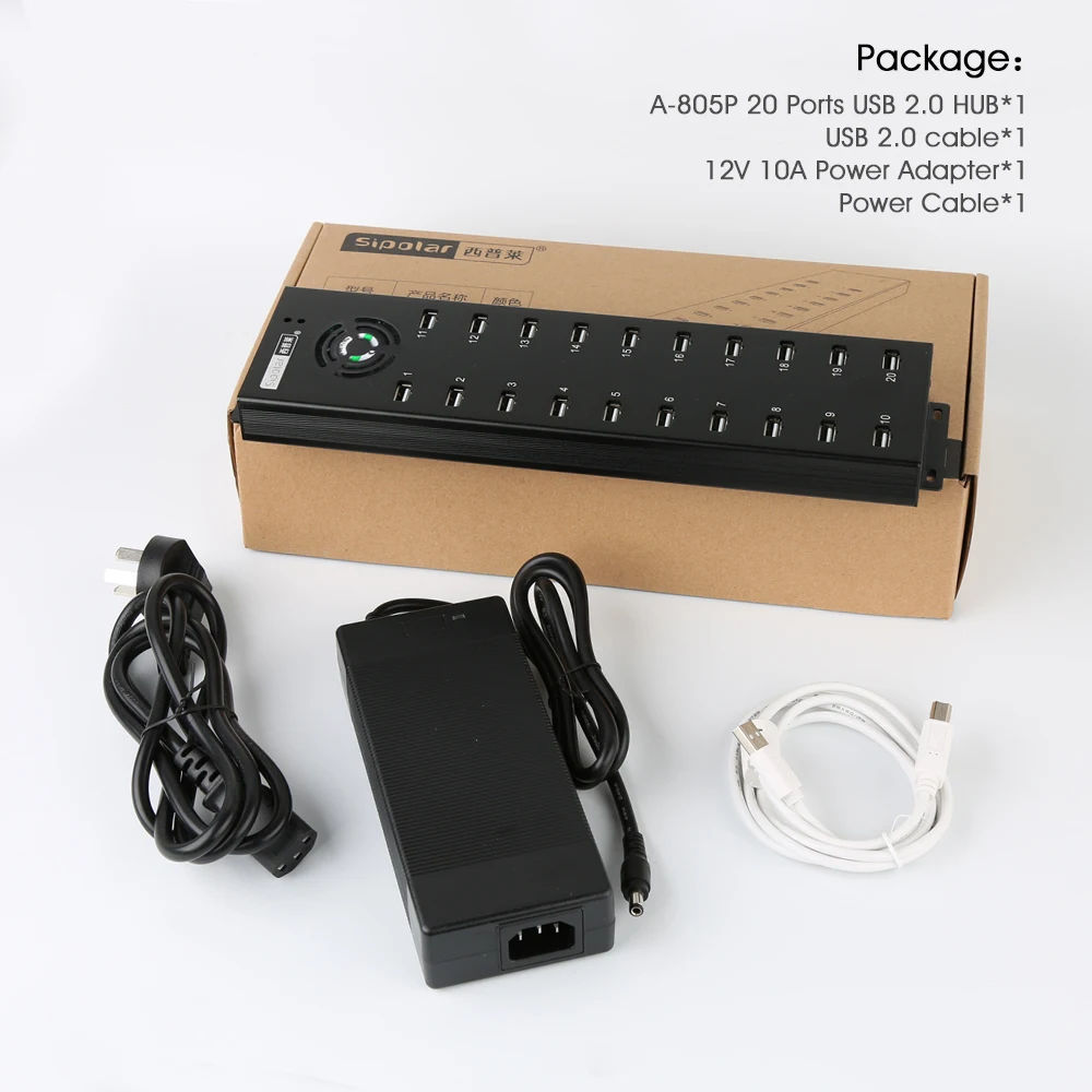 Hub USB 20 Puertos con Cargador 12V/10A – Carga y Sincronización - imagen 3