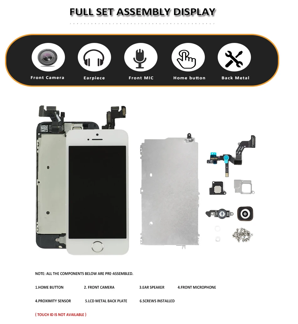 Pantalla LCD iPhone 5/5S/5C/SE con Digitalizador Táctil y Herramientas
