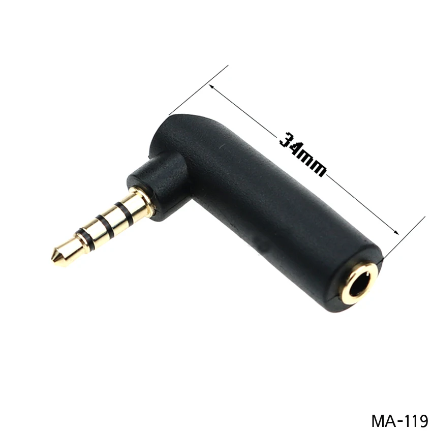 Adaptador Jack 3,5 mm Macho-Hembra en Ángulo Recto