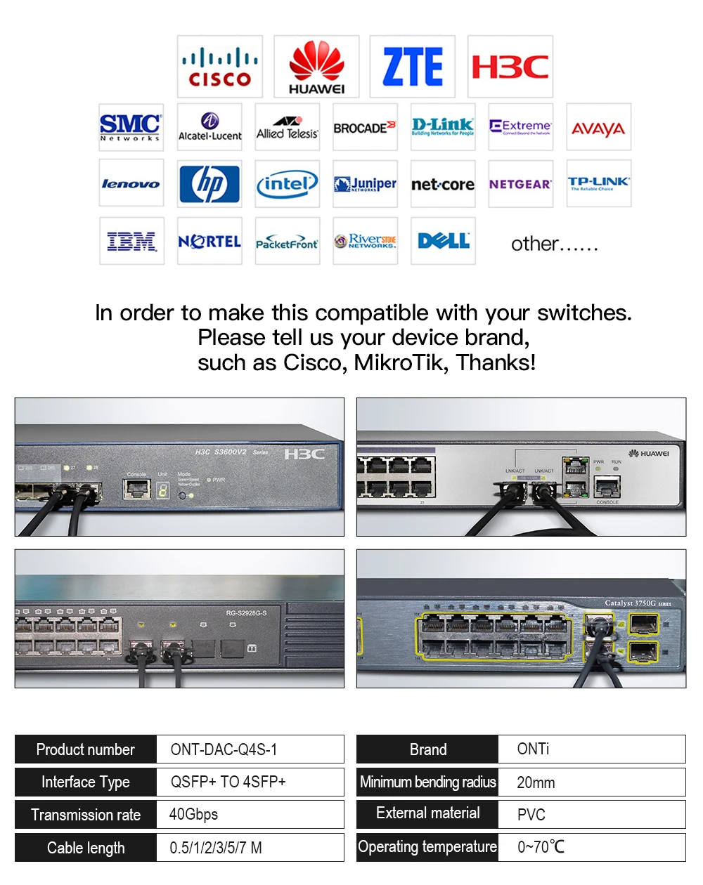 Esquema de conexión QSFP+ a 4xSFP+