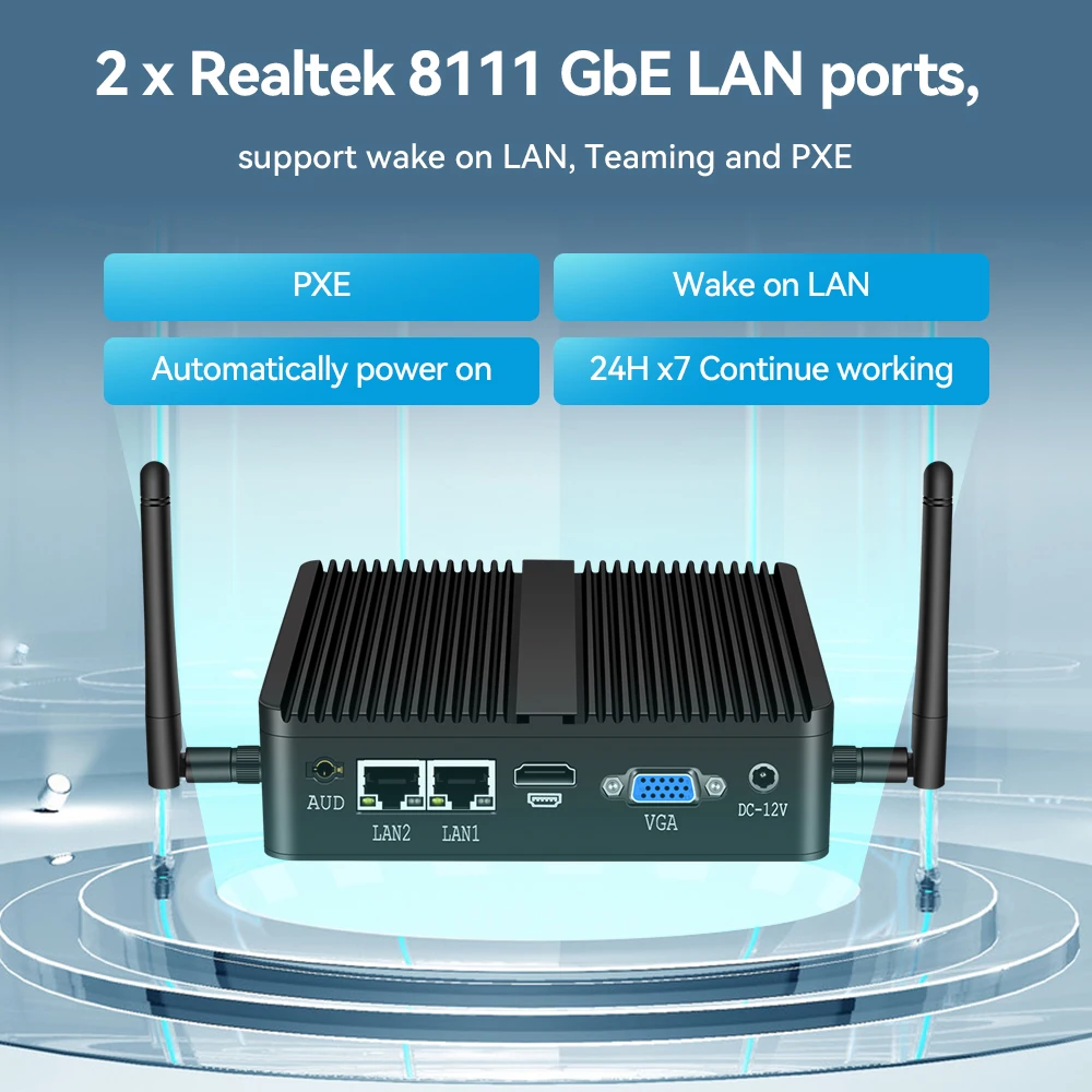 XCY Mini PC Industrial Fanless Intel Core i5 Dual LAN RS-232 WiFi - imagen 4