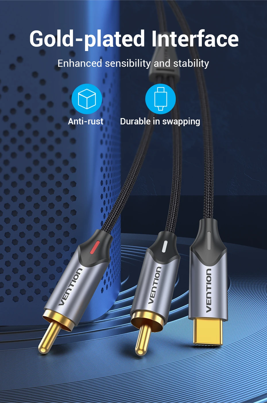 Conectores RCA chapados en oro