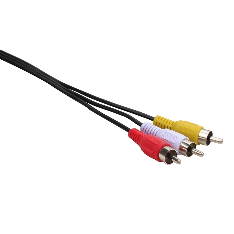 Tres conectores RCA: vídeo y audio estéreo