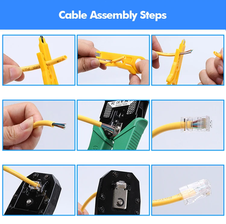 Vista frontal de la herramienta de pelado de cables con las cuatro aberturas para diferentes diámetros
