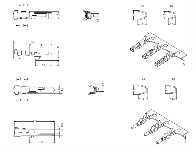Terminales metálicos del conector
