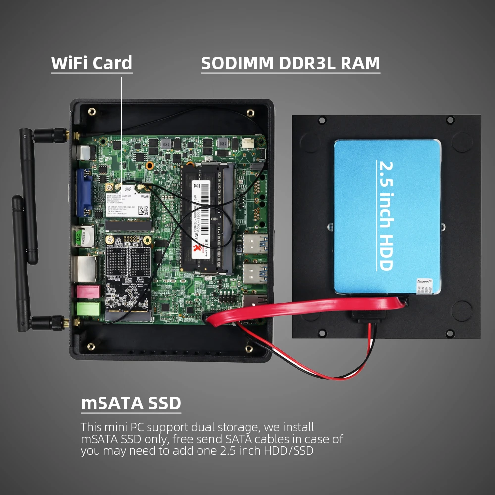 Mini PC XCY Fanless Intel Core i7 i5 - imagen 4